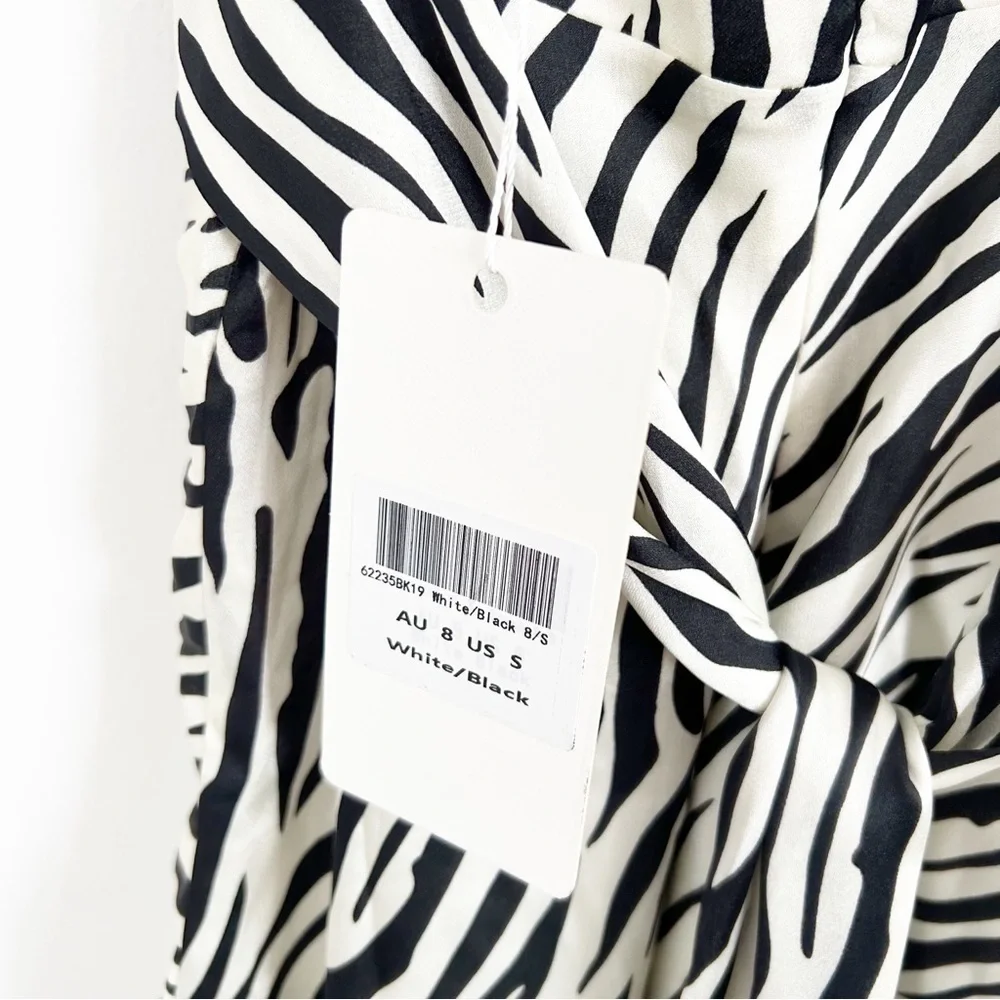 NEW Selfie Leslie Linka Zebra Print Satin Cami Strap Mini Dress Size US Small - Picture 7 of 8